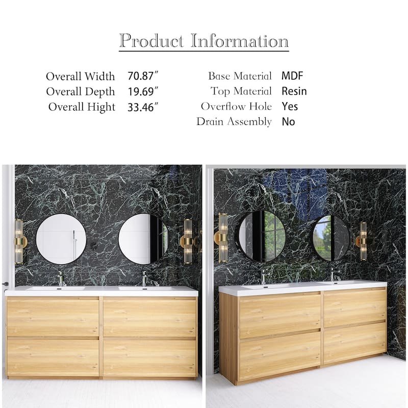 Freestanding Bathroom Vanity with Integrated Resin Top