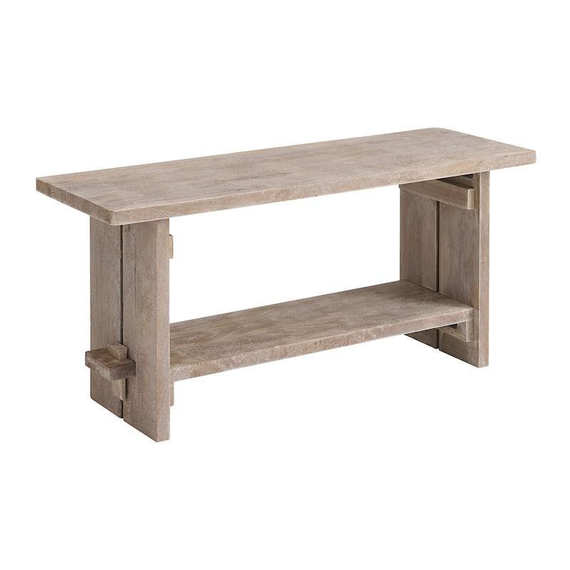 Castleton Mango Wood 40"W Bench and Coat Hook with Shelf