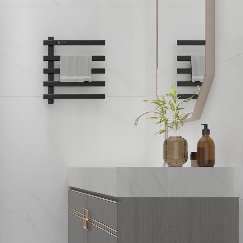 Electric Heated Towel Rack Wall Mounted Drying Rack, Stainless Steel Towel Warmer 9 Bars