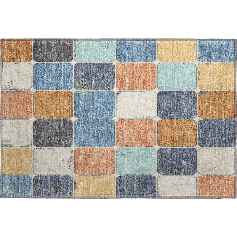 Premium Washable Super Soft Modern Blocks Mayfield Rug