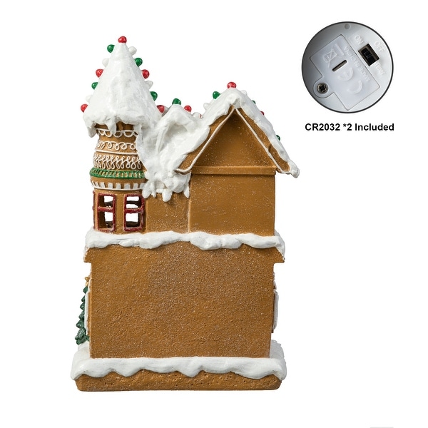 Glitzhome Lighted Christmas Gingerbread House Resin Village Xmas