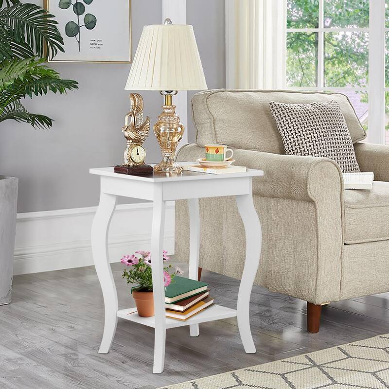 Set of 2 Side Table End Table with Display Shelf for Living Room and Bedroom - 16" x 16" x 24"