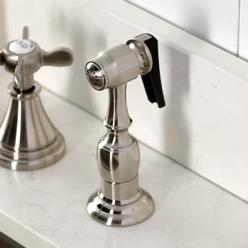Kingston Brass Essex Double-Handle Wall-Mount Pre-Rinse Bridge Kitchen Faucet