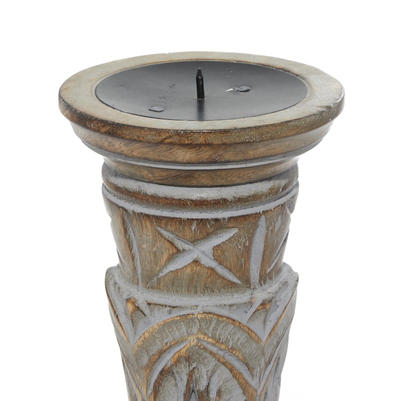 Mango Wood Candle Holder - Set of 3 Light Brown - Roche River Decor