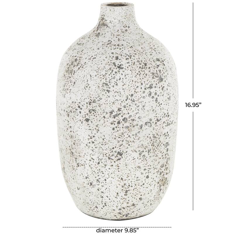 Ceramic Antique Style Textured Decorative Vase - White - Roche River Decor