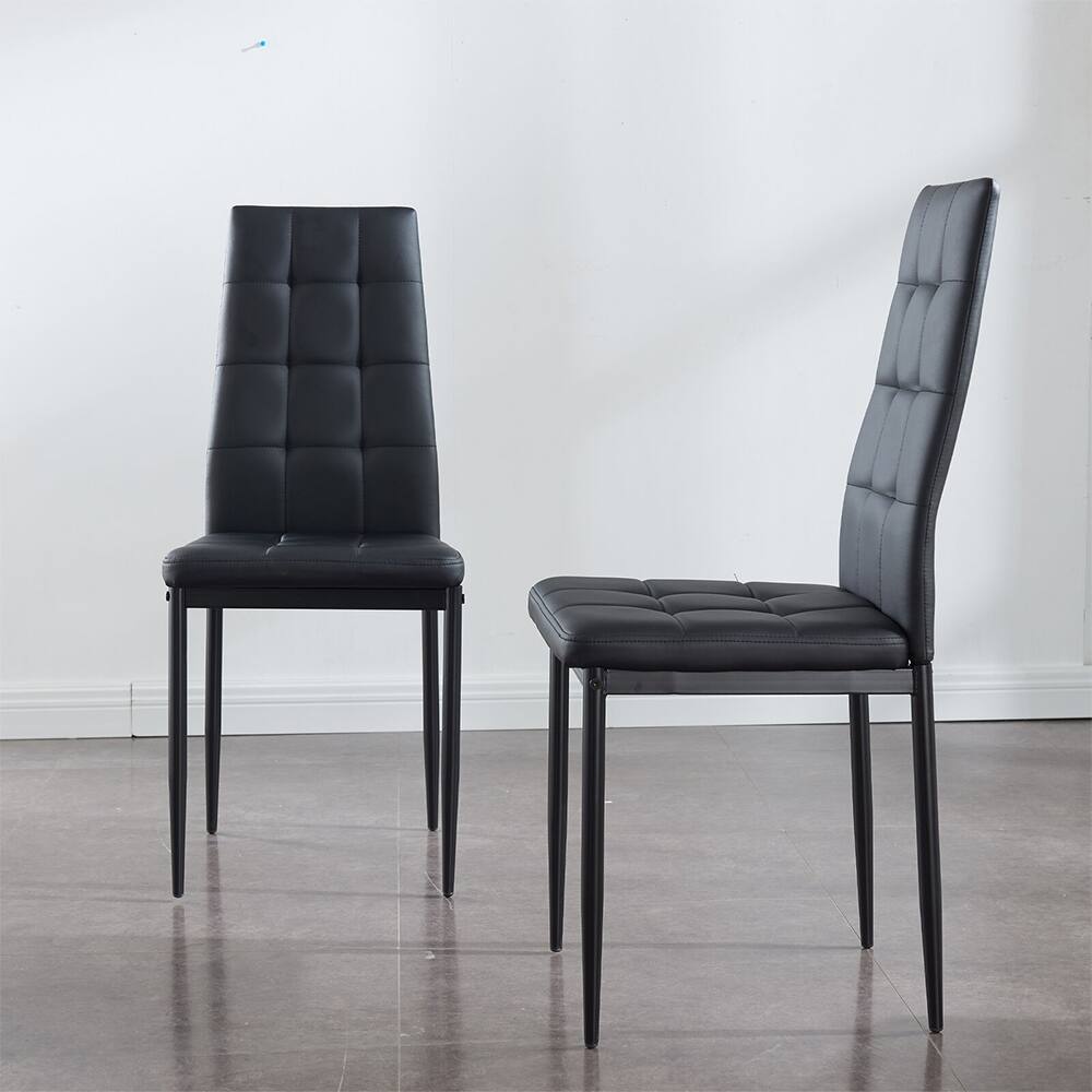 Set of 2 Dining Chairs High Back Chair with Metal Legs Black - 16.1x38 ...