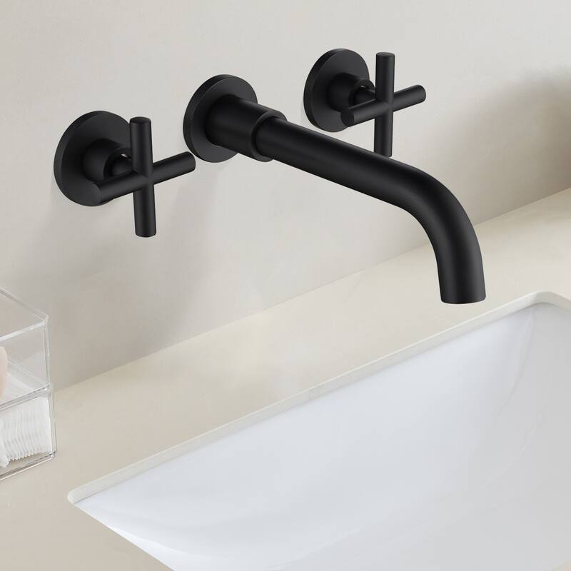 Topcraft Wall Mount Classic Cross Handle Bathroom Faucet