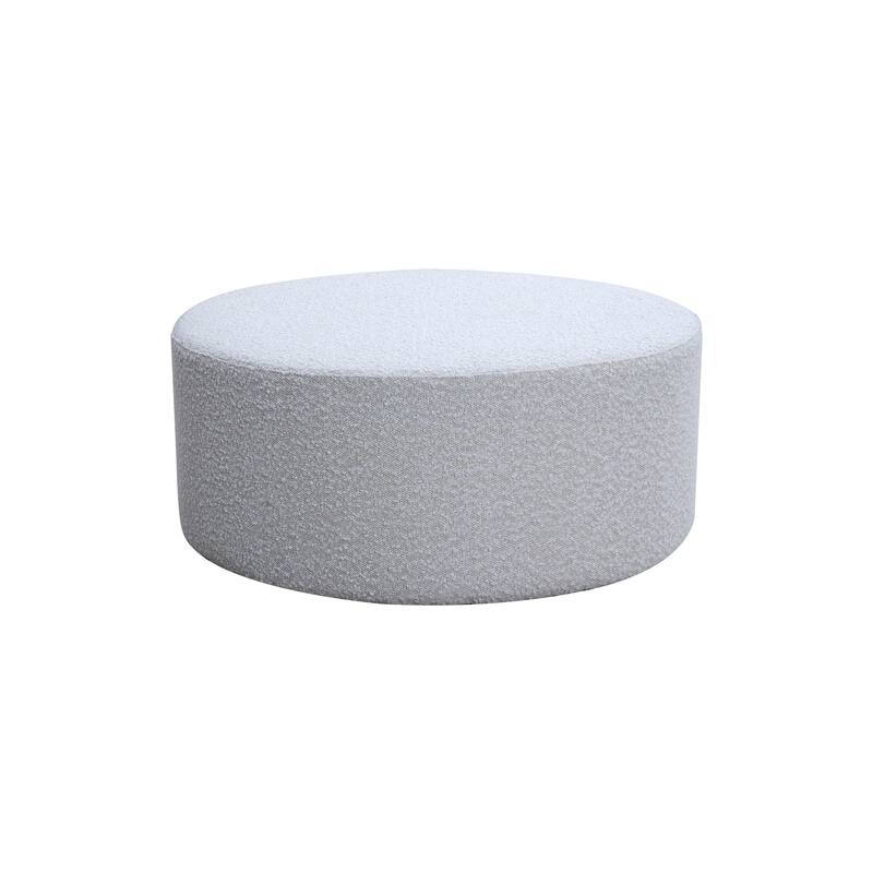 Round Coffee Table, Boucle Upholstered End Table, Functions as Side Table, Ottoman