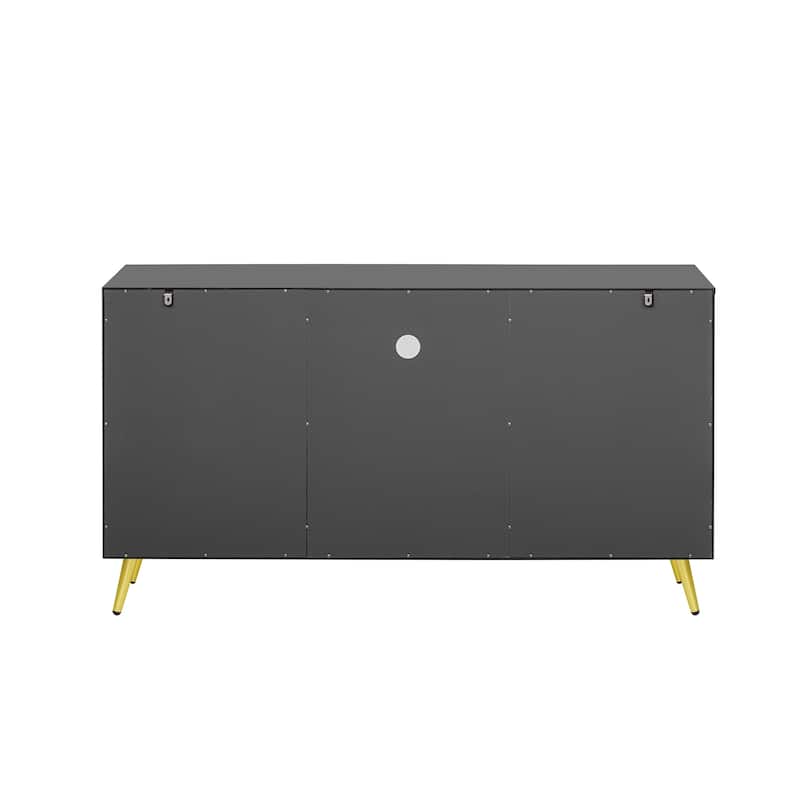 53.1" TV Stand with Gold Metal Legs and Open Shelves