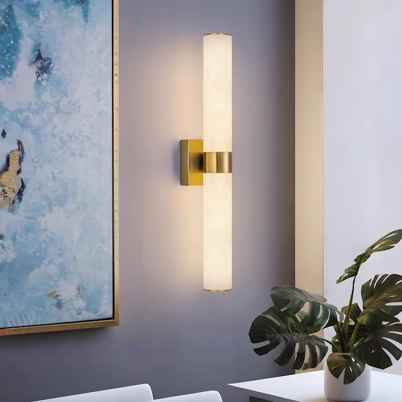 Starsky LED Dimmable Real Alabaster Cylindrical Wall Sconce