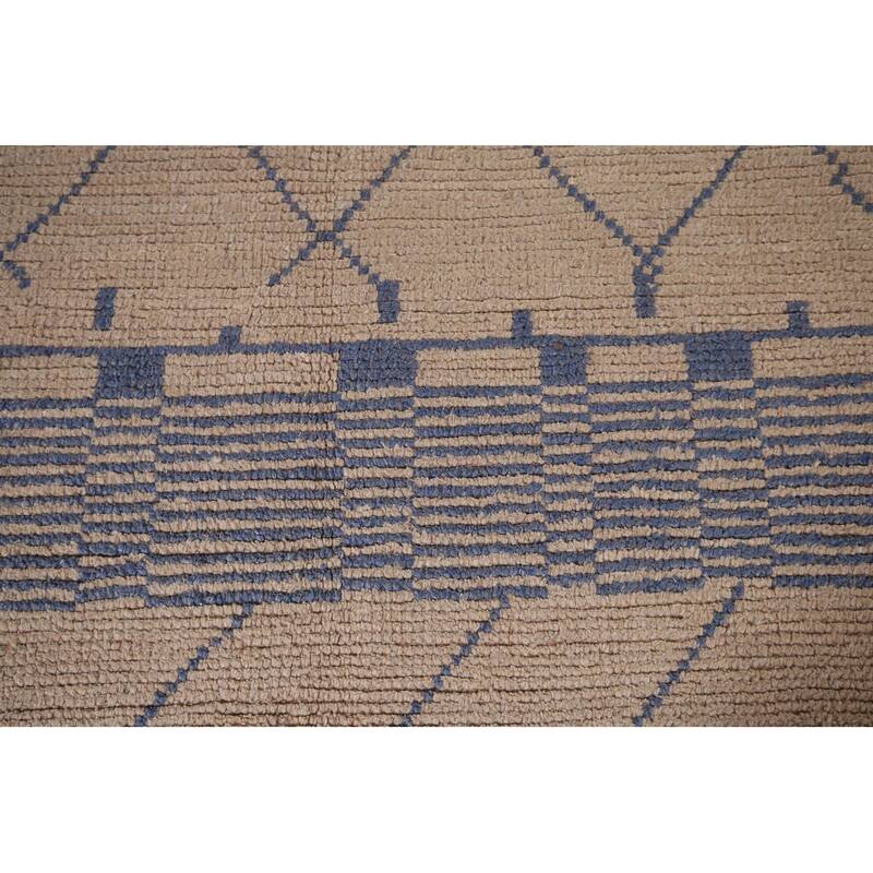 Earth Tone Trellis Moroccan Oriental Area Rug Hand-Knotted Wool Carpet - 7'8"x 8'8"