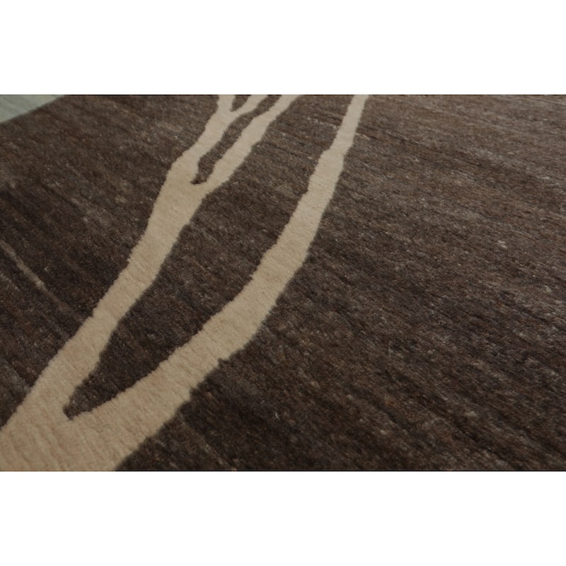 8'10''x11'6'' Hand Knotted Wool Brown Tibetan Art Deco Plush Pile Rug - 8' 10'' x 11' 6''