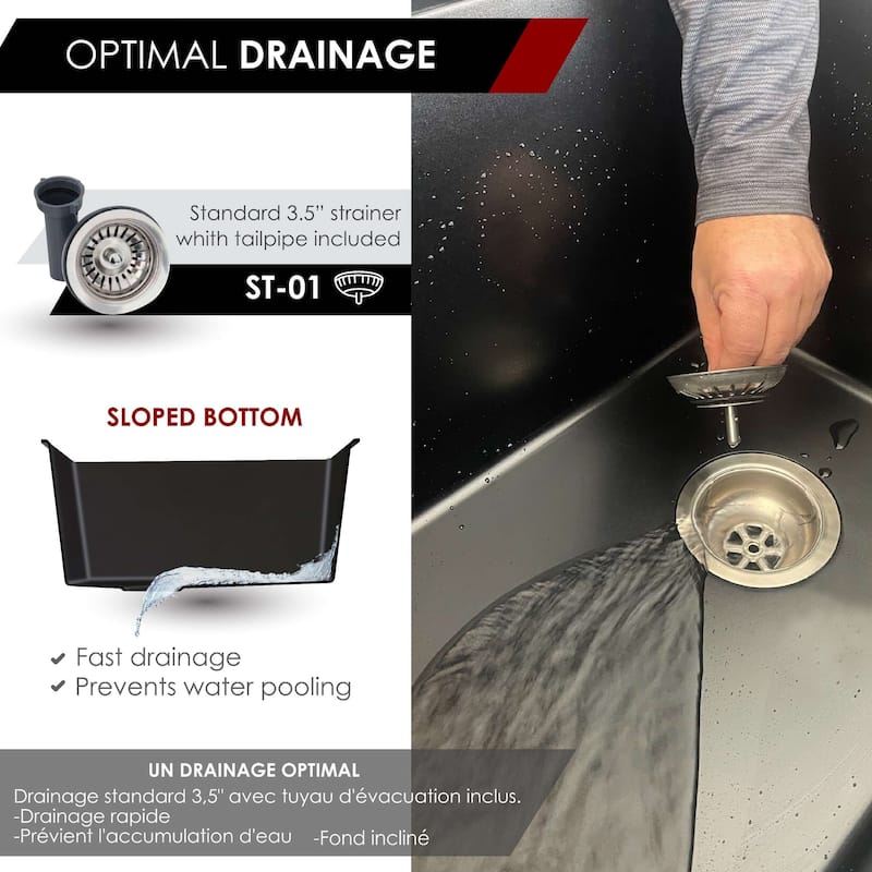 STYLISH 25 inch Single Bowl Dual Mount Composite Granite Utility Sink