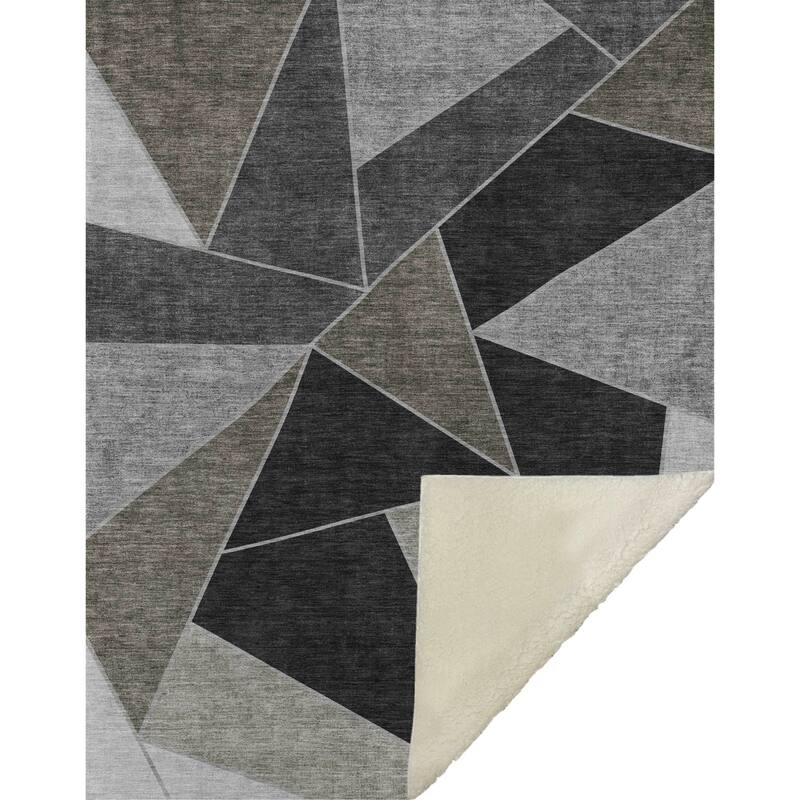 Premium Machine Washable Modern Contemporary Sherpa Throw Blanket