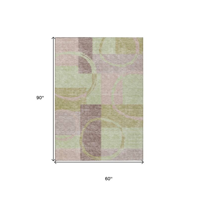 HomeRoots Abstract Modern Rectangle Outdoor Rug