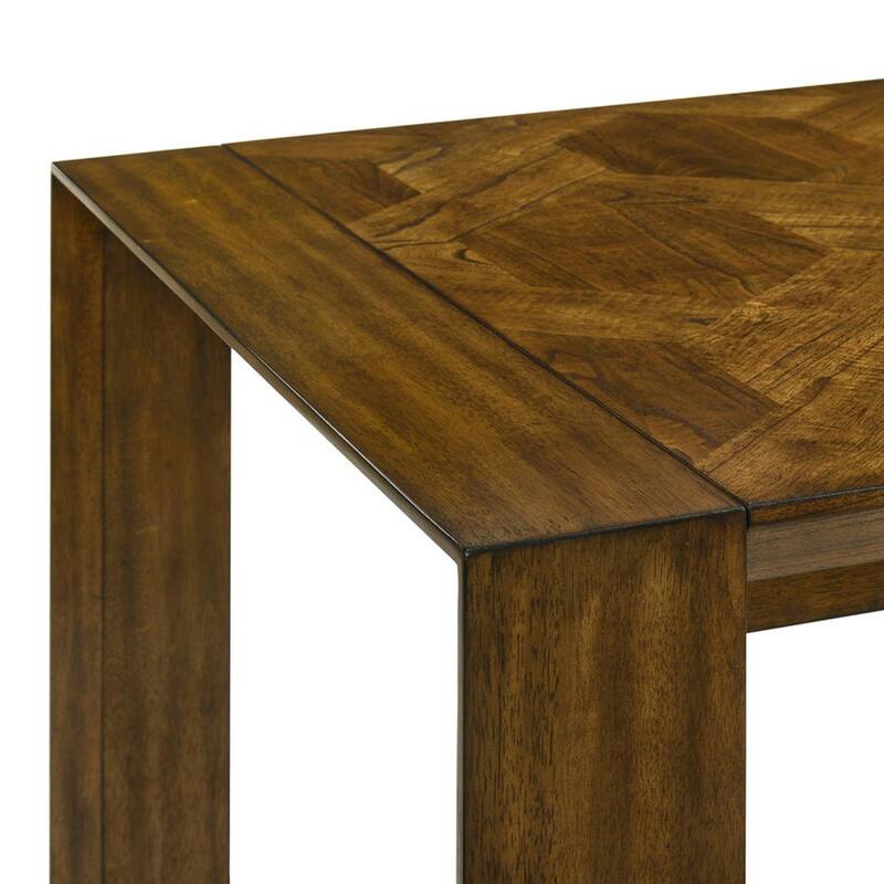 Liyo Dining Table, 71 Inch Rectangular Brown Wood Top, Block Legs