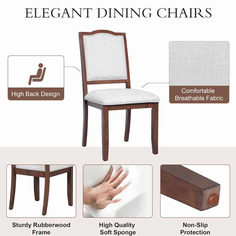 ​Mid-Century Modern Dining Chairs - Set of 4 - Linen Upholstery