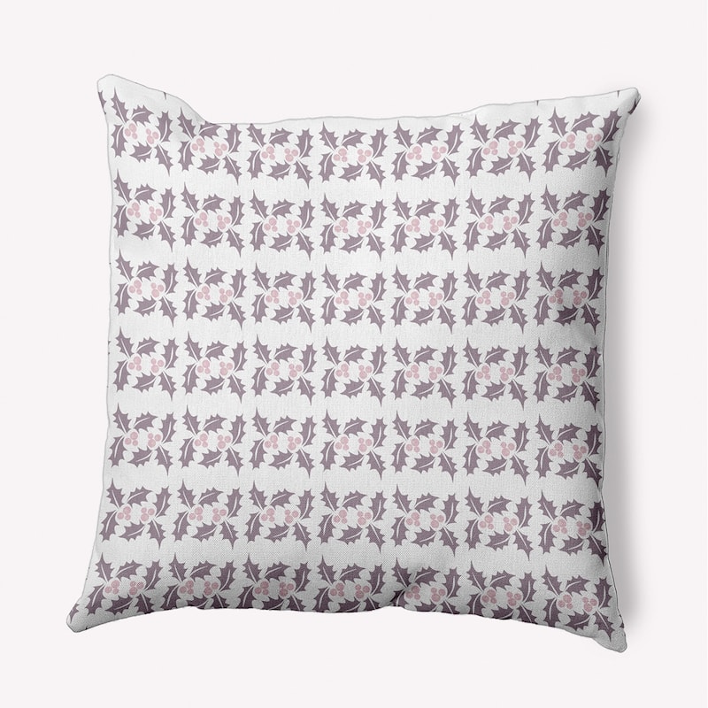 Holly Stripes Christmas/Winter Accent Pillow - 16" x 16" - Light Purple