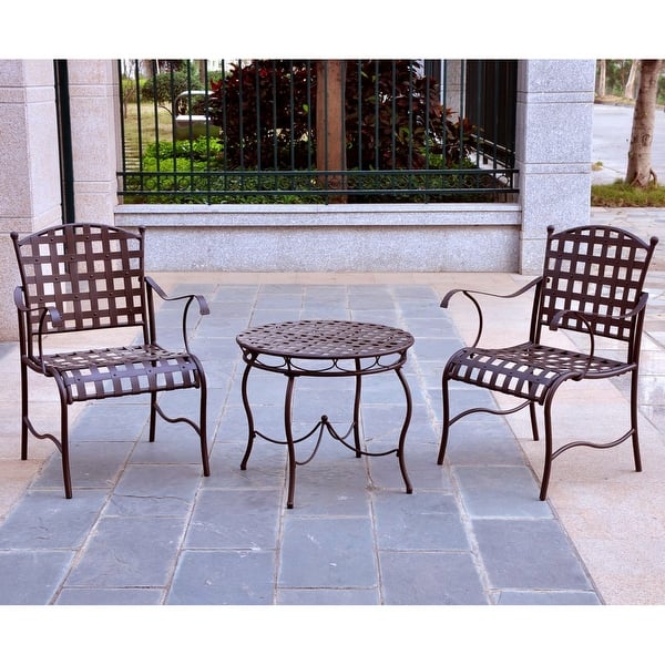 International Caravan Set of 3 Santa Fe Iron Nailhead Bistro Set