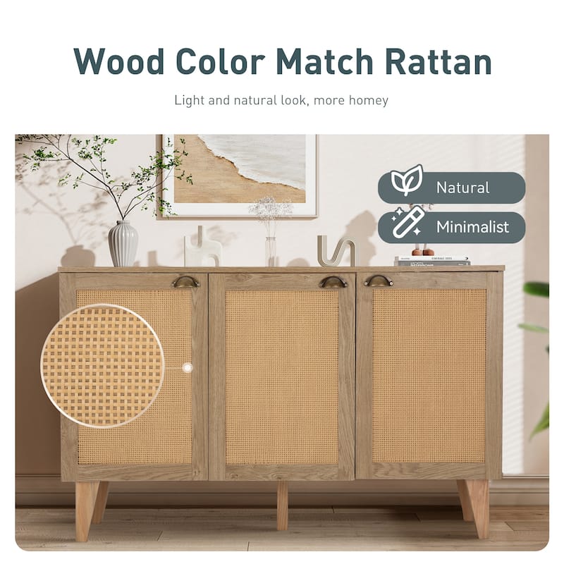 Rattan Drawer Accent Storage Cabinet for Living Room