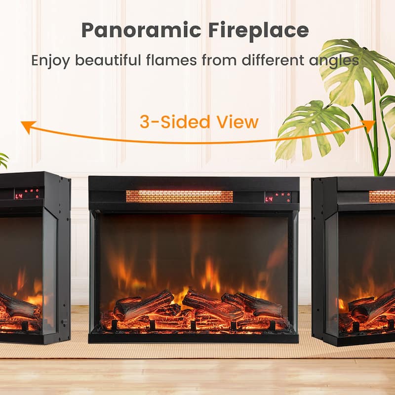 Costway 23'' 3-Sided Electric Fireplace Insert Heater 1500W with - See Details
