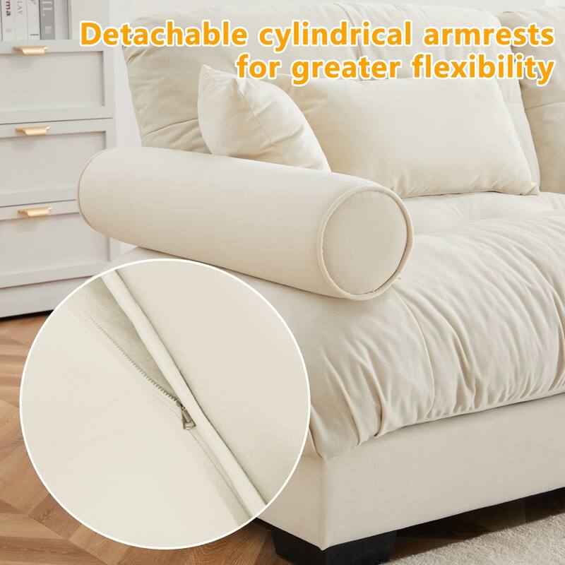 Comfort Convertible Modular Velvet Sectional Sofa Cloud Couch for Living Room