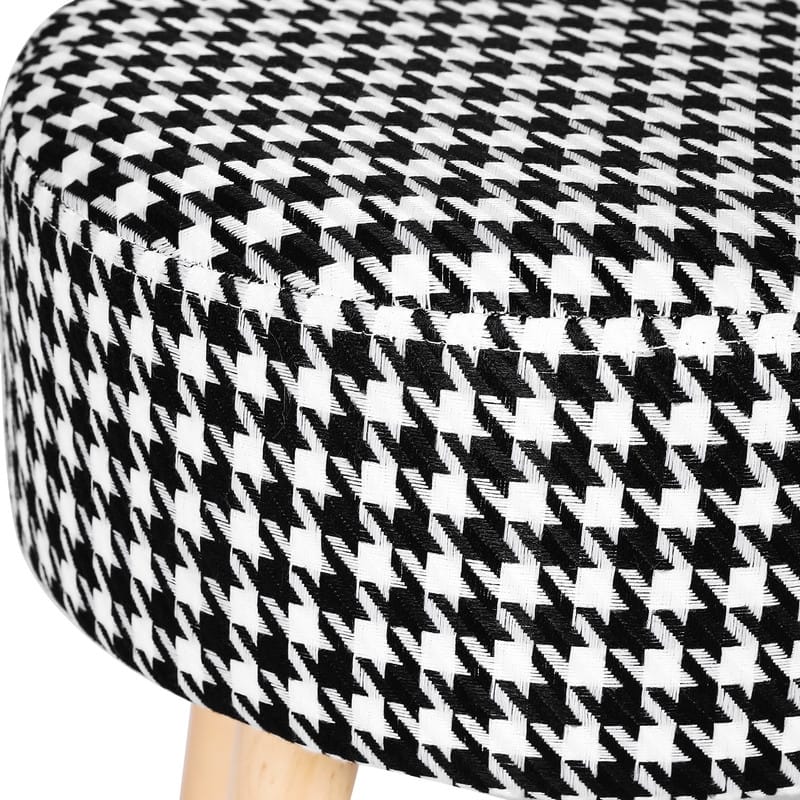 Adeco Small Round Fabric Foot Stool Ottoman Soft Padded Seat Footrest
