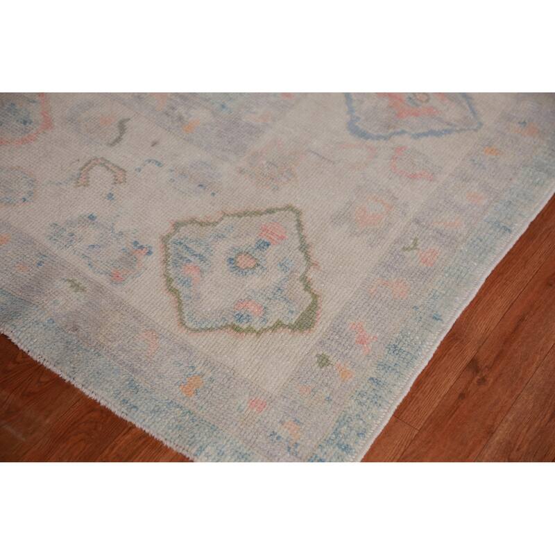 Hand Knotted Oriental 100% Wool Carpet Transitional Geometric Navy Blue & Blues Oushak Area Rug - 12' 3'' X 9' 0''