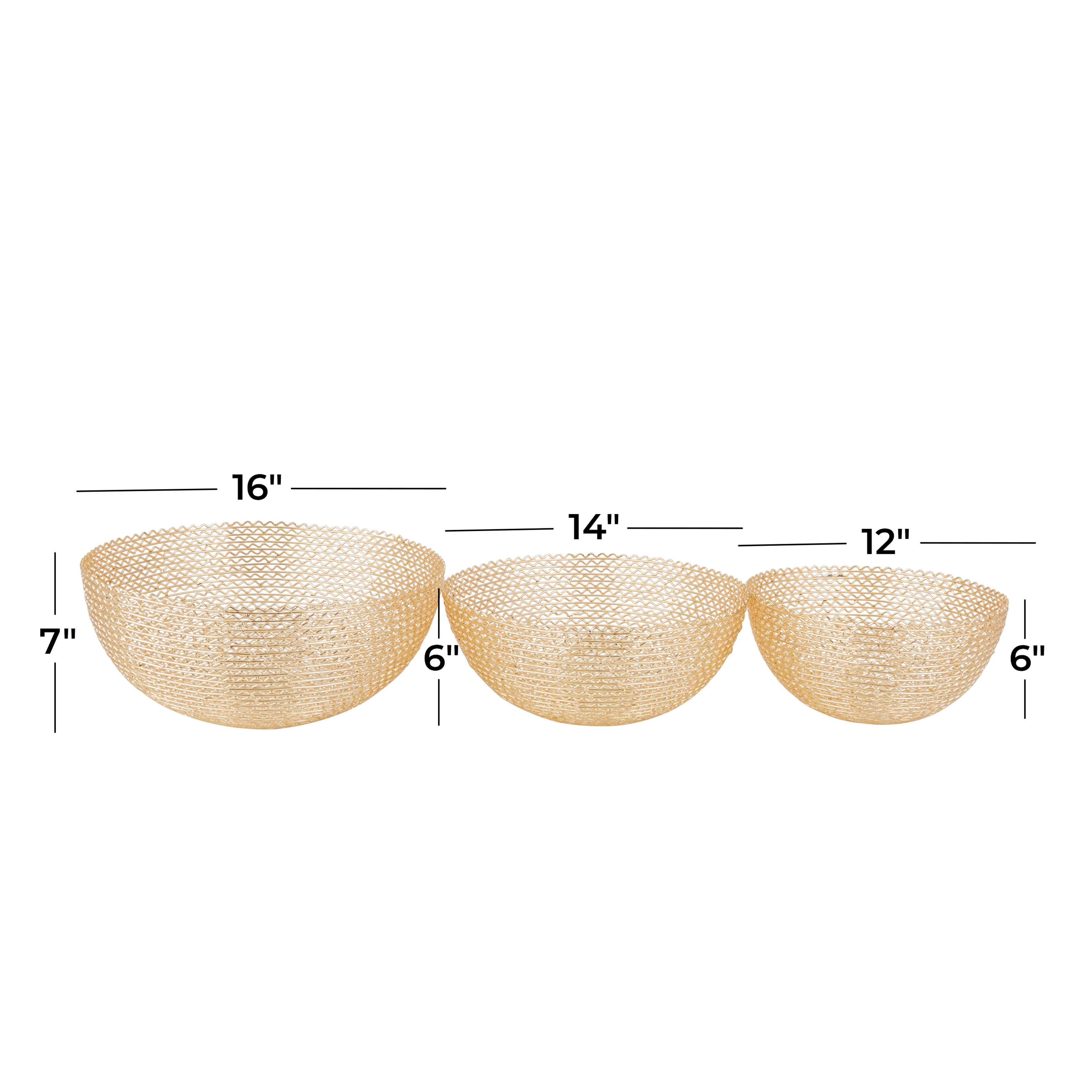 CosmoLiving by Cosmopolitan Gold Metal Decorative Decorative Bowl (Set of 3) - 16 x 16 x 7 Round