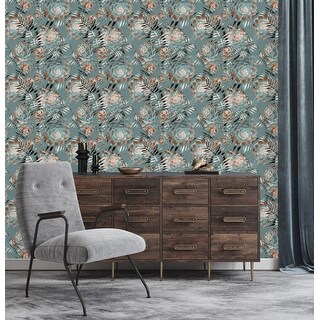 Grey Succulents Wallpaper Peel and Stick and Prepasted - Bed Bath