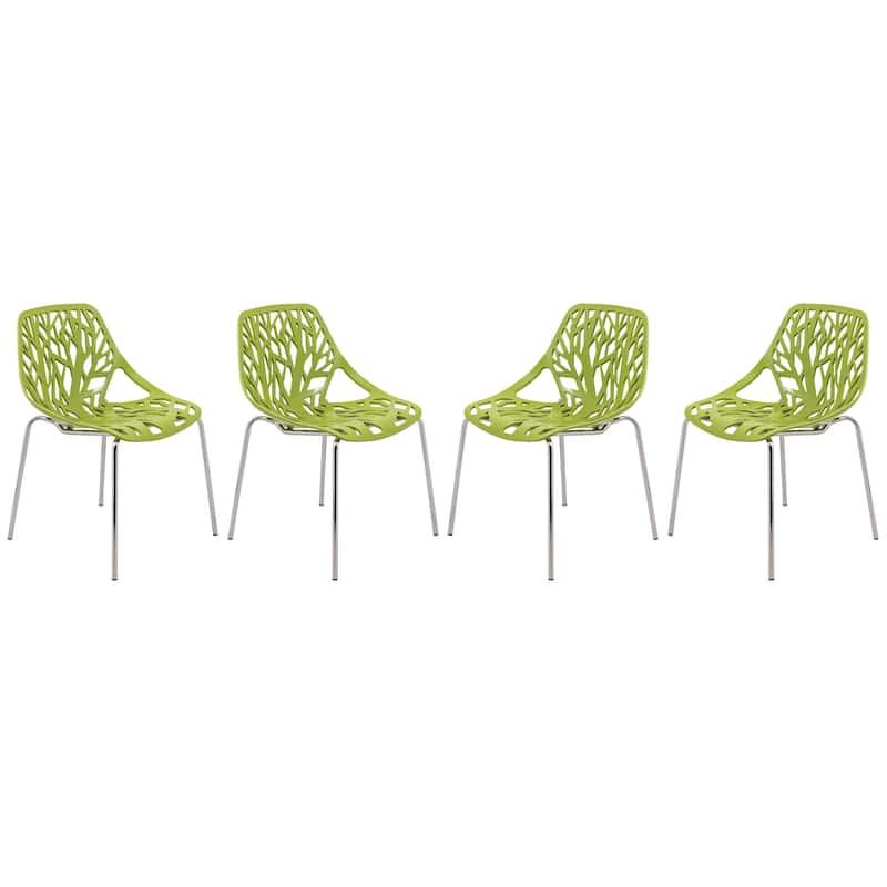 Stackable Dining Chair with Chrome Legs Side Chair (Set of 4) for Indoor and Outdoor