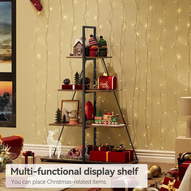 Boat Shaped 4-Tier Bookshelf Narrow Modern Bookcase