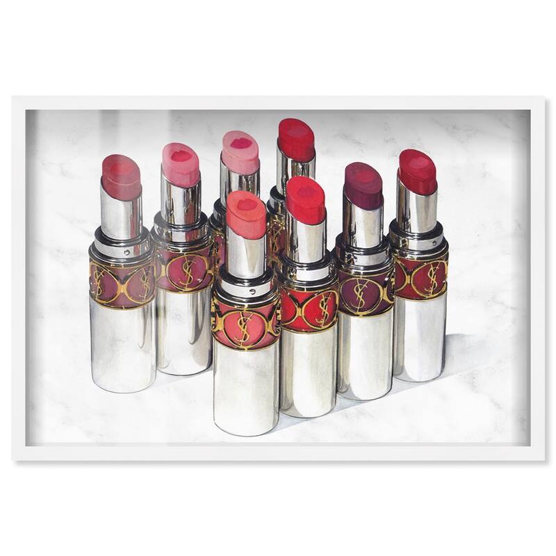 Doll Memories - Lipsticks 22 Shadowbox by Art Remedy - White - 24" x 16"
