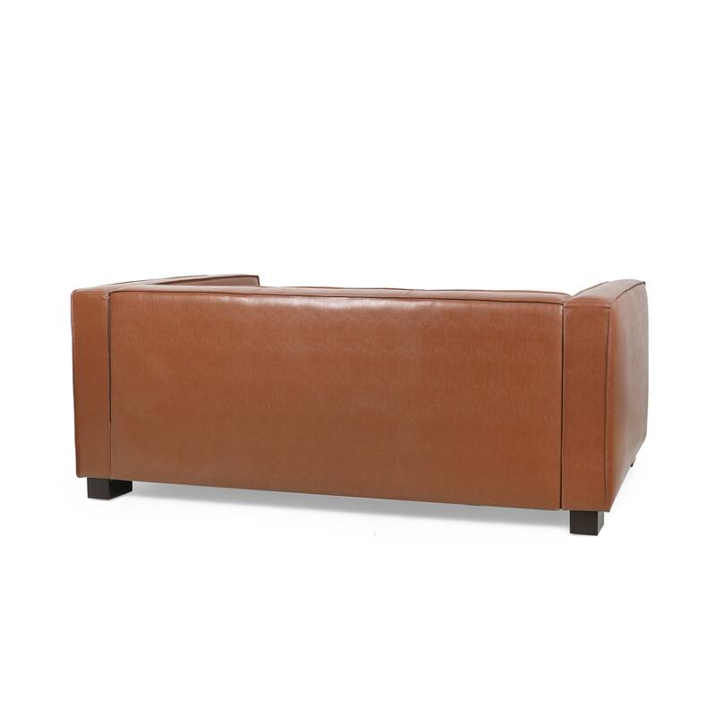 Light Brown Fabric 3 Seater Sofa with Contemporary Tuxedo Design