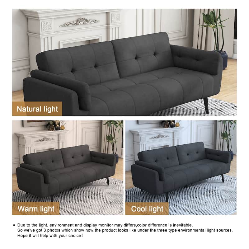 75" Convertible Sleeper Futon Sofa Bed With Adjustable Tufted Back
