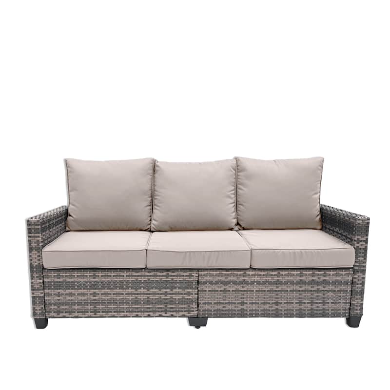Outdoor Patio Rattan Sofa with Cushions
