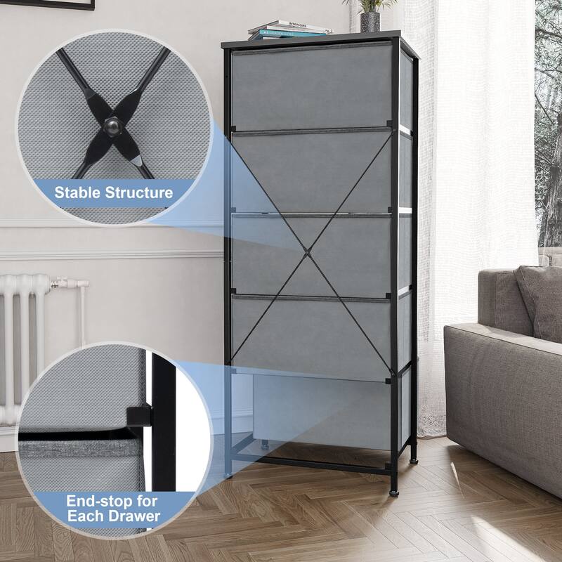 Crestlive Products Household 5-Drawer Vertical Dresser Storage Chest