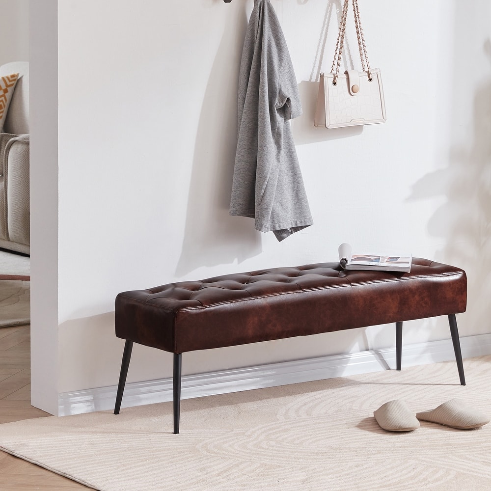 Modern 44" Length Button Tufted Bench