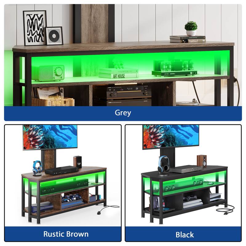 Moasis LED Light TV Stand with Mount, Power Outlet amd USB Port for TVs up to 70"
