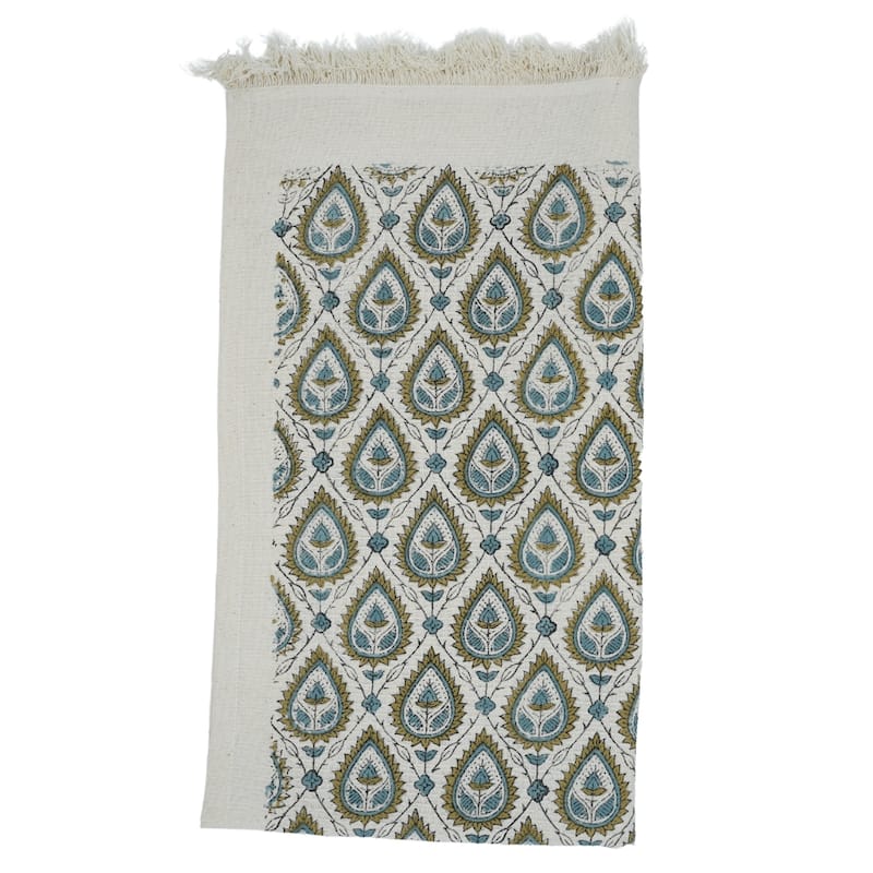 Fabdivine Hand Block Floral Print Waffle Weave Kitchen, Dining Room Use, Gift Hand Towel