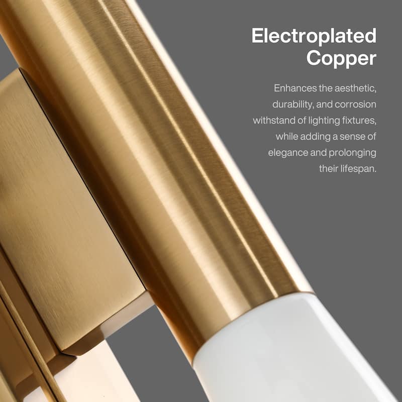 21.7-Inch Modern Gold Wall Sconce with Acid-etched Glass Shades, Up and Down Lighting - 4.3'' W × 5.5'' D × 21.7'' H