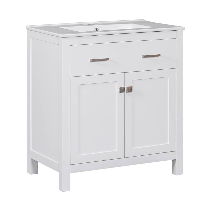 30 Inch Single Sink Bathroom Vanity Cabinet, Solid Wood Frame