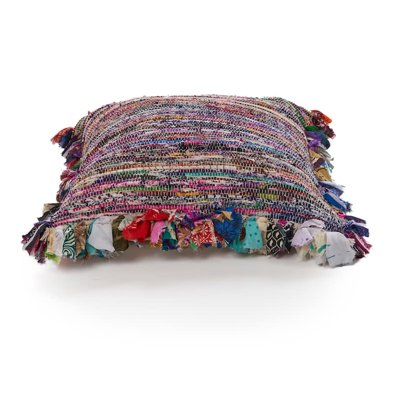 Sevita Multi Striped Recycled Materials 18"x18" Square Throw Pillow, Set of 2 or 4