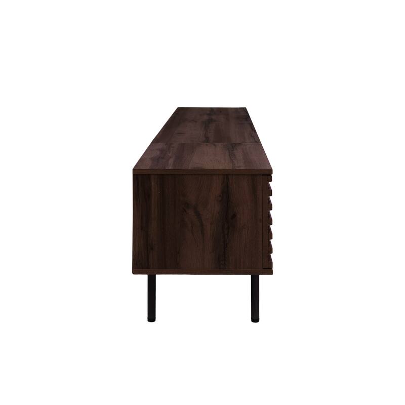 Dark Brown Entertainment Center with Closed Storage, Storage Cabinet Media Console Cabinet with Drawers