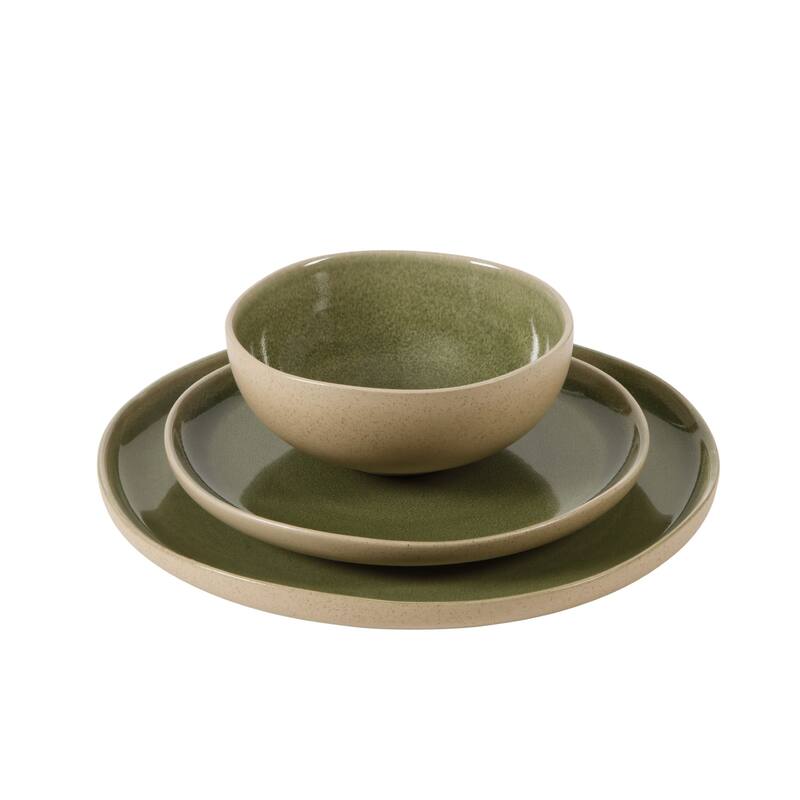 Gibson Elite Manila Bay 16-Piece & 12-Piece Stoneware Reactive Glaze Modern Artisan Dinnerware Set, Service for 4