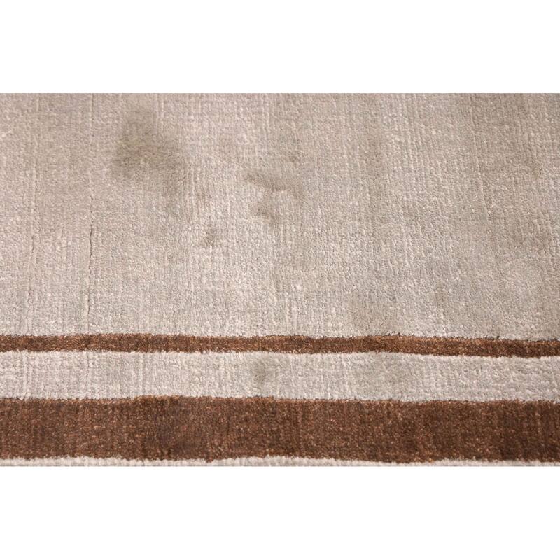 ECARPETGALLERY Hand Loomed Kashkuli Gabbeh Light Grey Viscose Rug - 5'4 x 7'7