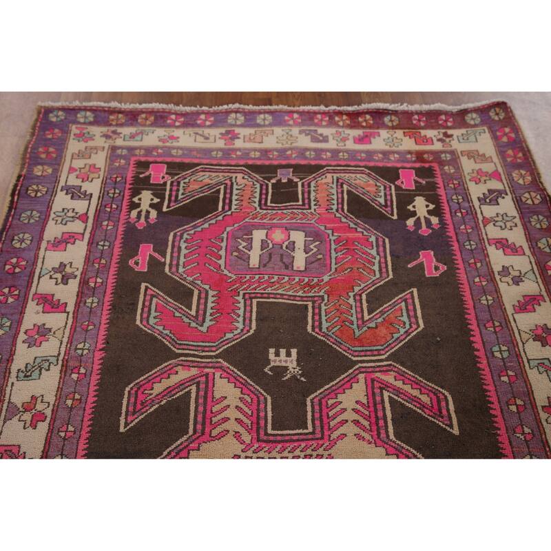 Ardebil Persian Runner Rug Hand-knotted Vintage Wool Carpet - 4'2" x 9'9"
