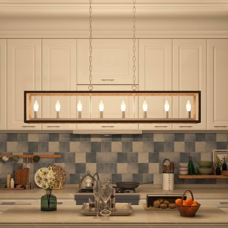 Modern Farmhouse 8-light Rectangle Linear Chandelier for Dining Room - 48 inches