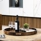 preview thumbnail 13 of 19, Round Black Walnut Wood Serving Tray Ottoman Tray with Handles