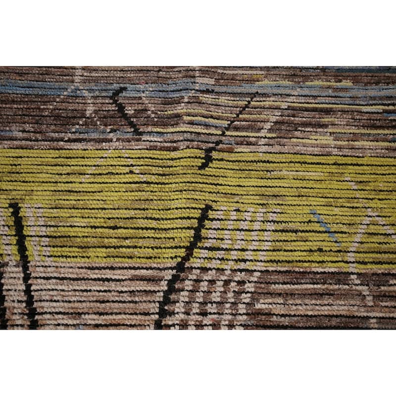 Moroccan Abstract Area Rug Handmade Modern Wool Carpet - 8'10"x 12'9"